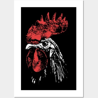 rooster head silhouette Posters and Art